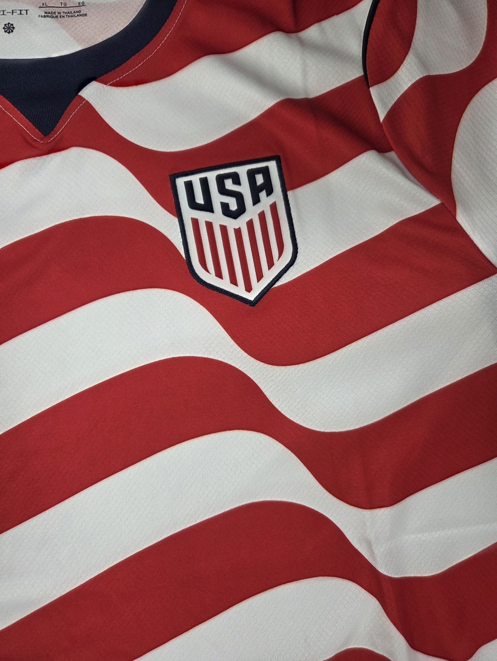 Nike Red & White USA Wave Soccer Jersey with Navy Accents - Picture 6 of 7